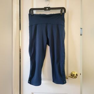 Lululemon Train Times Crop 17” Midnight Navy Blue Mesh High Rise Leggings Size 8